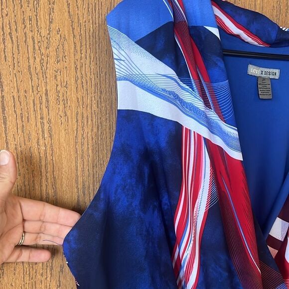 Love X Design Blue Red Printed Sleeveless Maxi Dress Size 2X - Picture 8 of 14